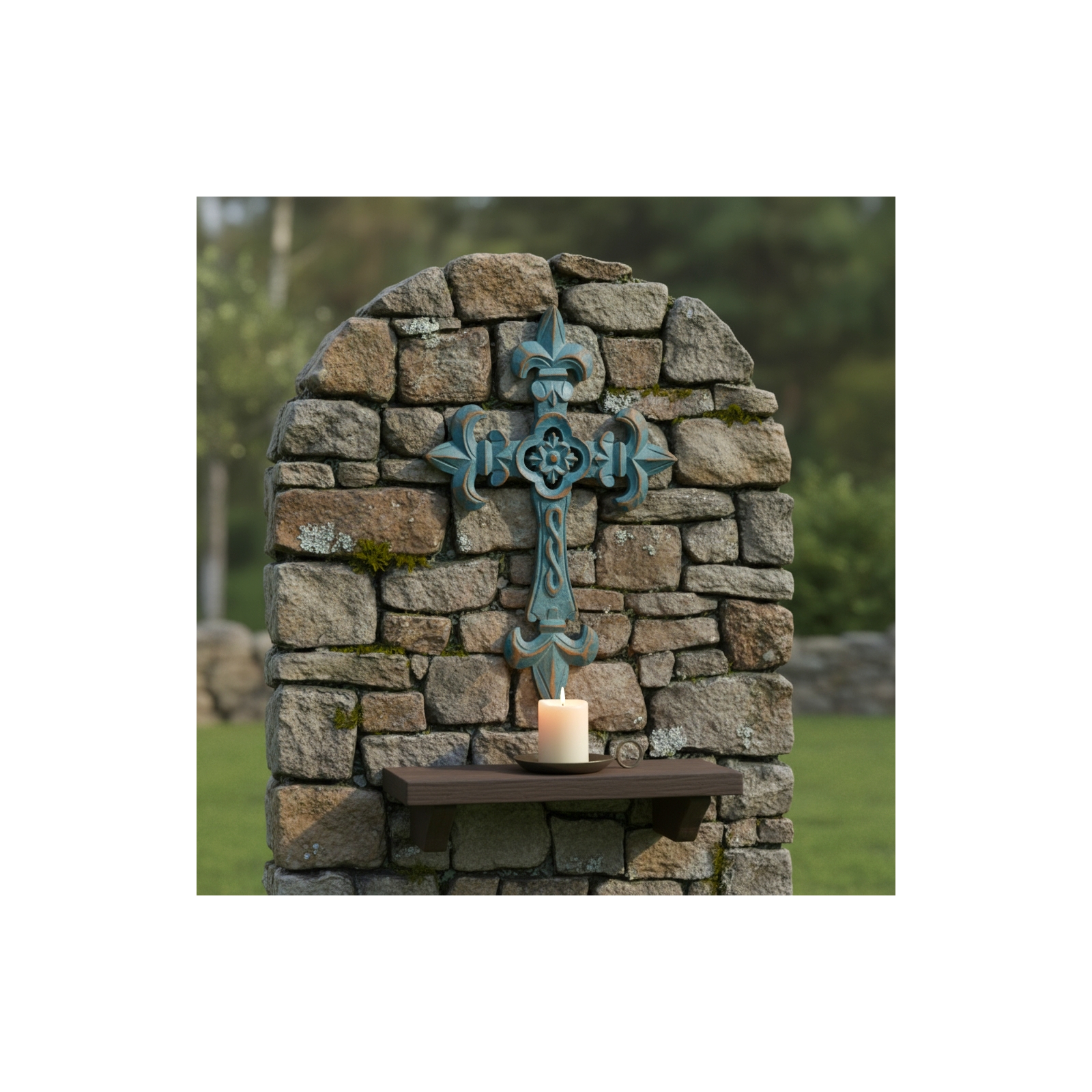 St Leo Wall Cross-Torquise